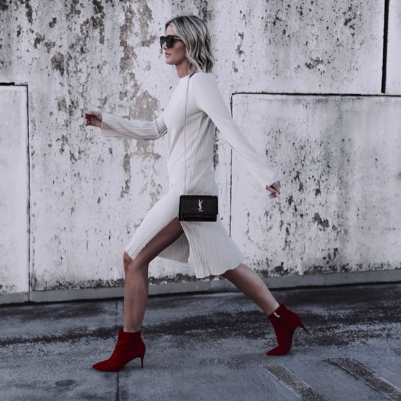 Halogen | Deep Red Velvet Booties - Picture 2 of 6